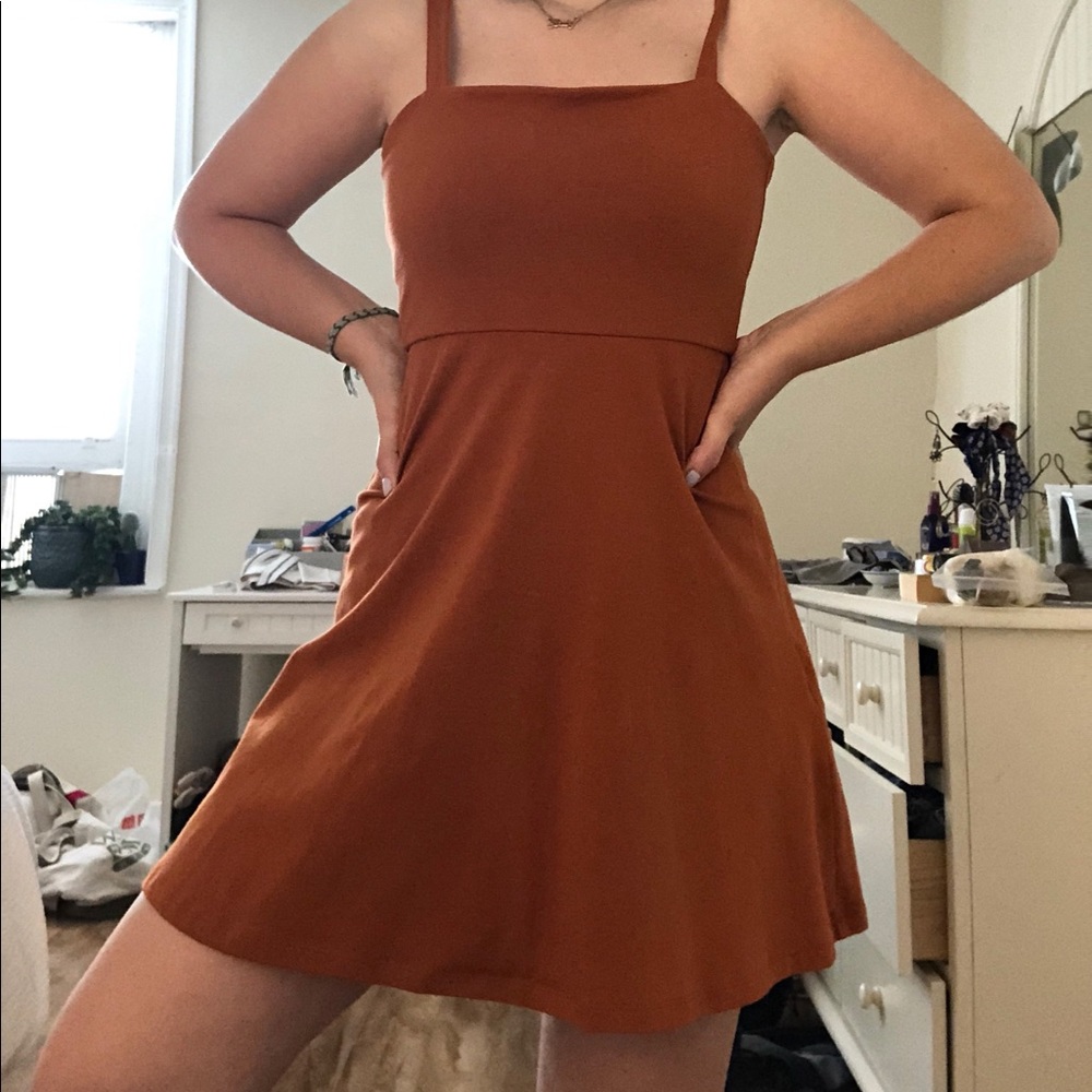 Burnt orange tie back dress